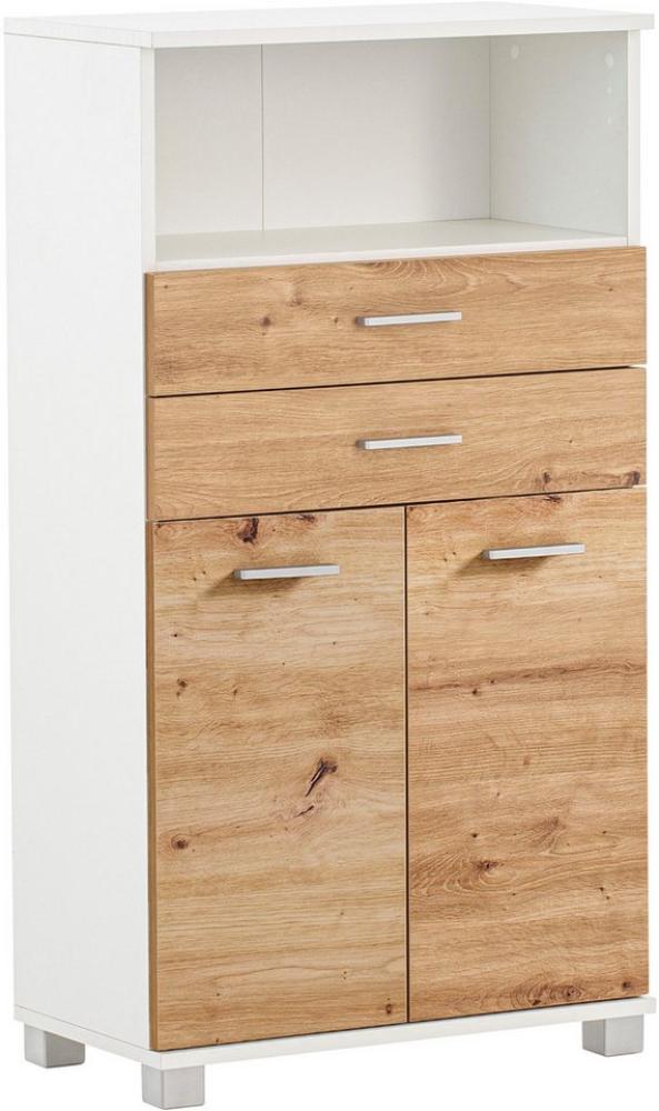 Schildmeyer Palermo Highboard 157646, Mattweiß/Artisan Eiche Dekor, 59,8 x 32,6 x 110,5 cm Bild 1