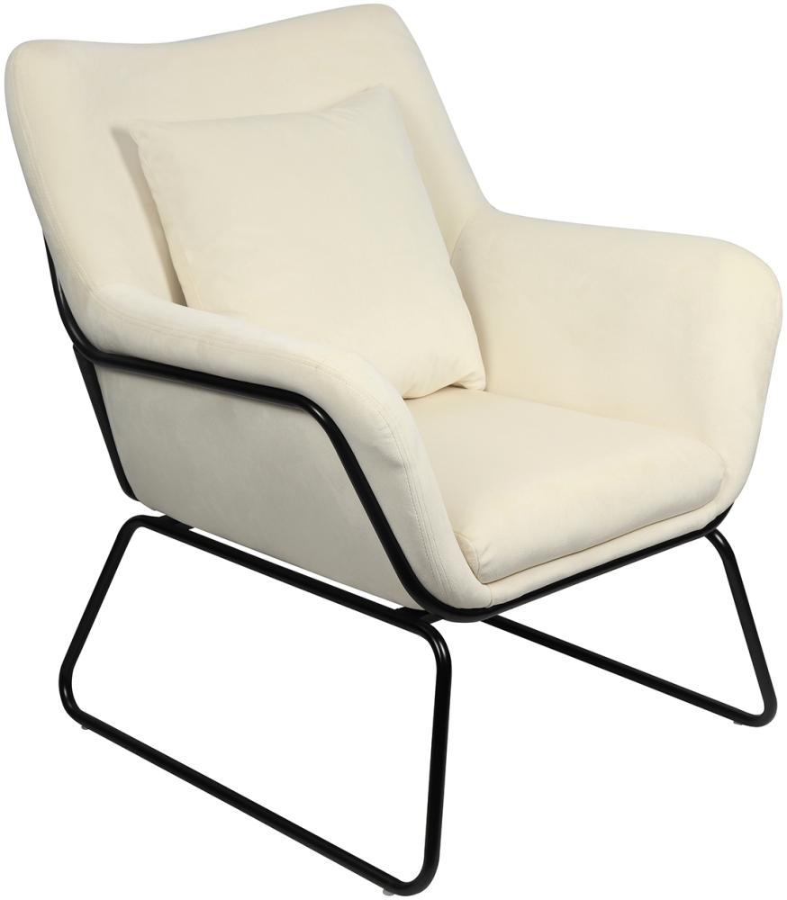 Relaxsessel Samtbezug Beige Sessel Polstersessel Ohrensessel Loungesessel Bild 1