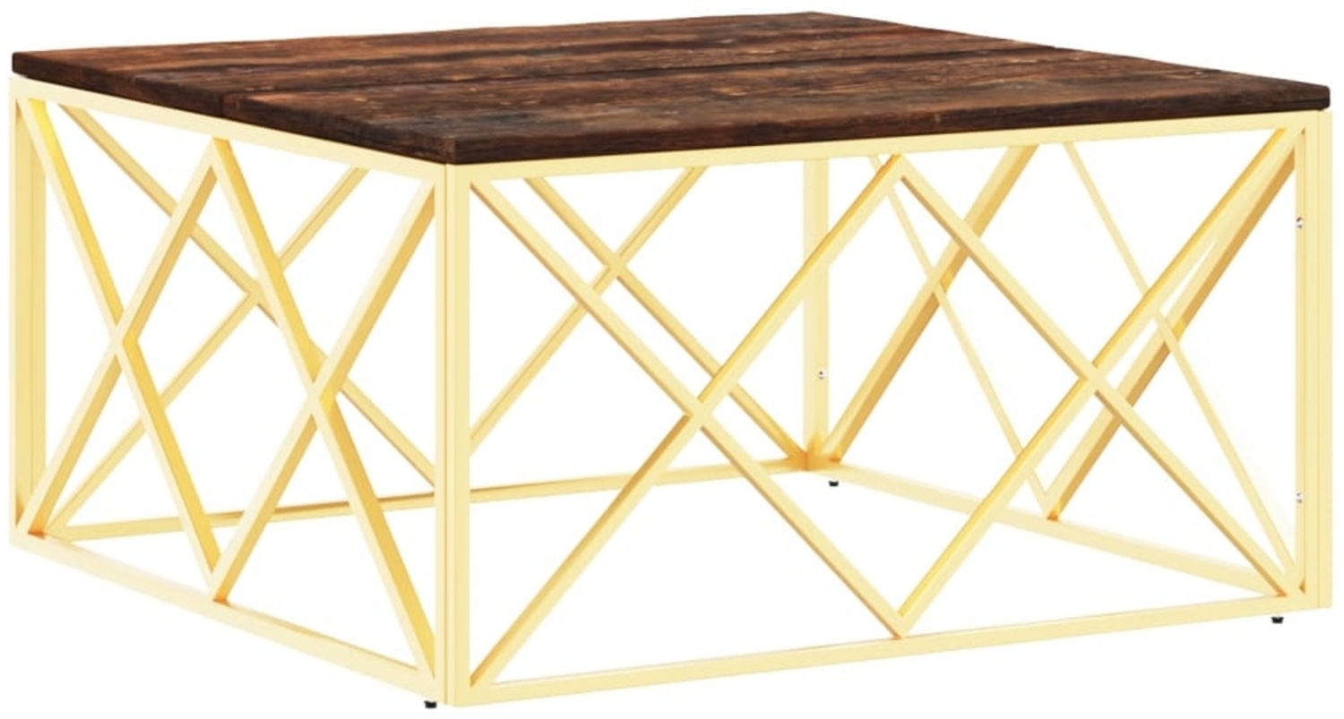vidaXL Couchtisch Golden Edelstahl und Altholz Massiv 349974 Bild 1