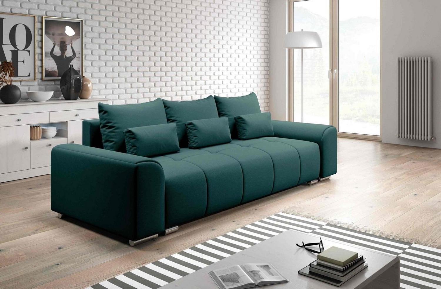 Furnix Schlafsofa SUMPTER Couch 3-Sitzer mit Schlaffunktion und Bettkasten, 246x90x102 cm, liegefläche 148x195 cm, Kissen mit Reißverschluss Bild 1