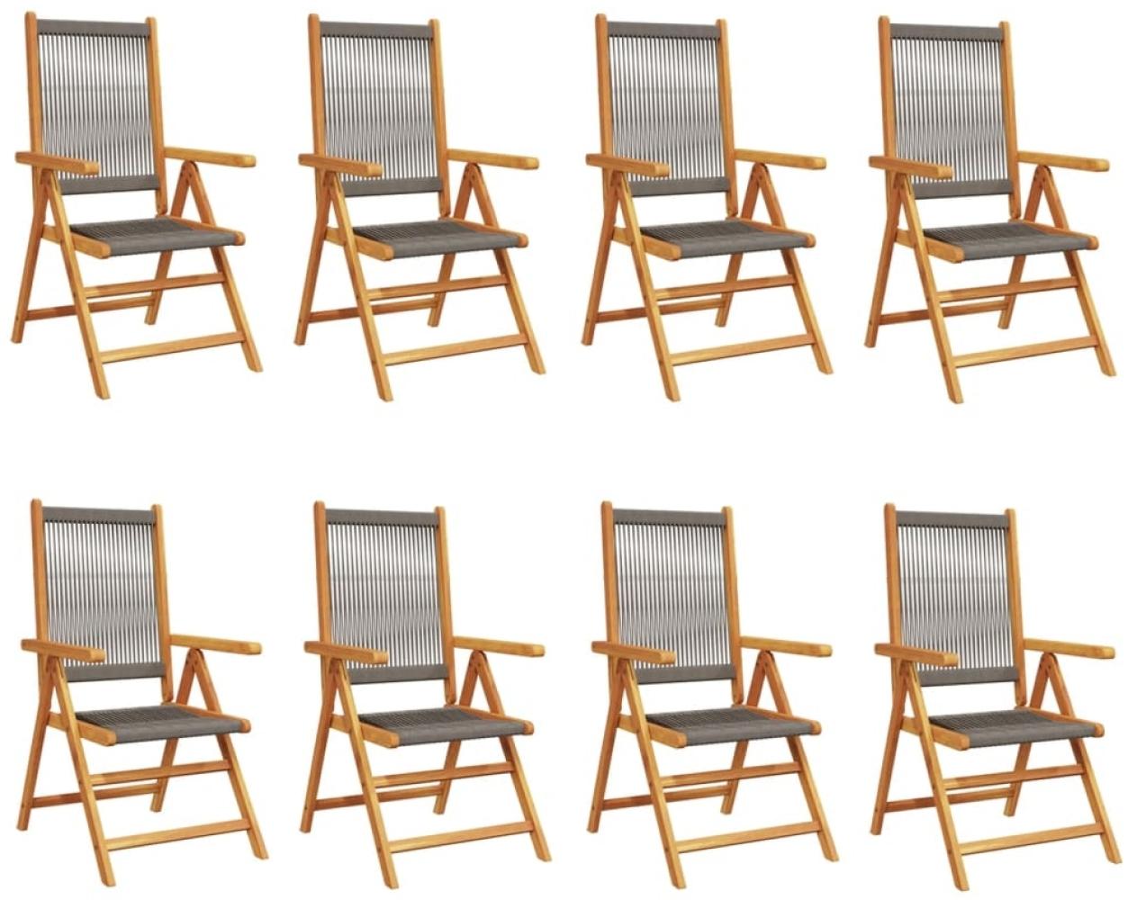 vidaXL Gartenstuhl Verstellbar 8 Stk. Grau Massivholz Akazie 3214534 Bild 1