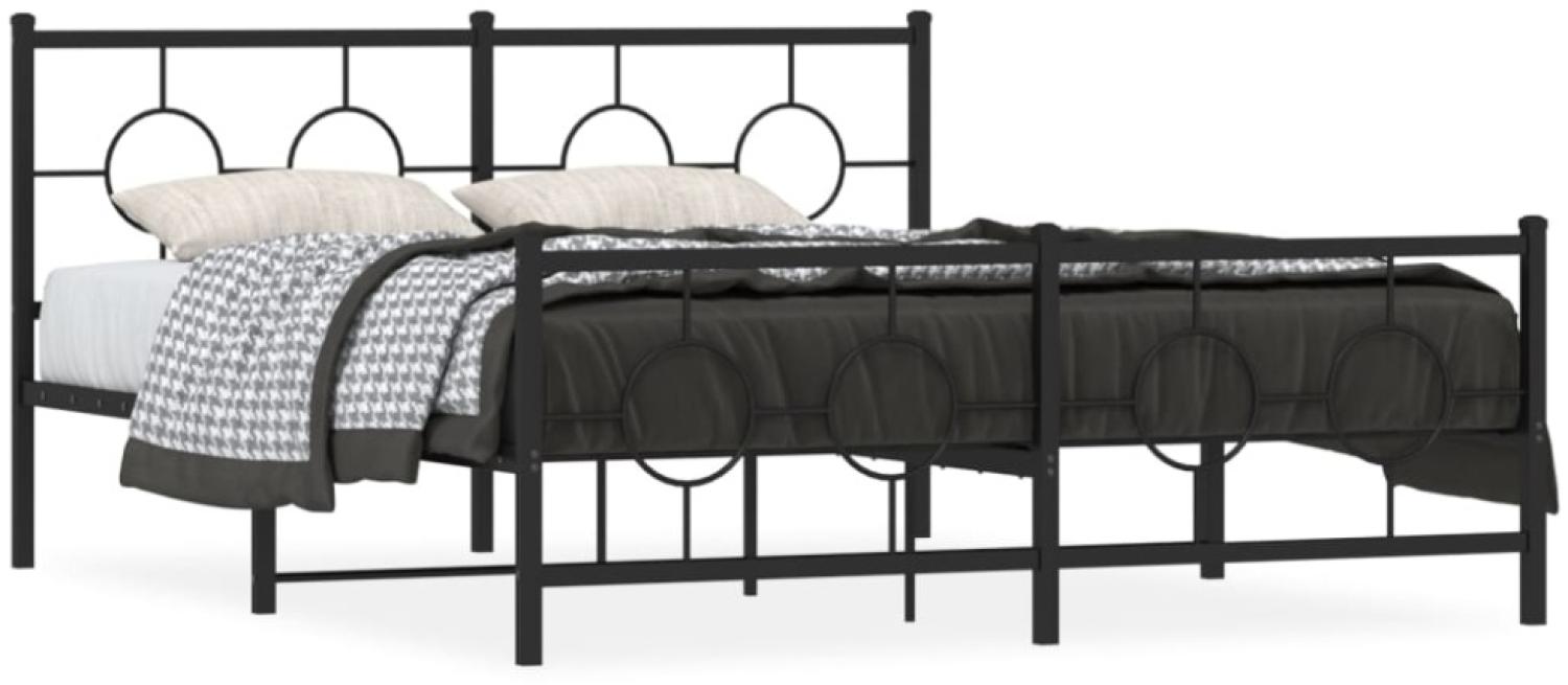 vidaXL Metallbett ohne Matratze mit Fußteil Schwarz 160x200 cm 376247 Bild 1