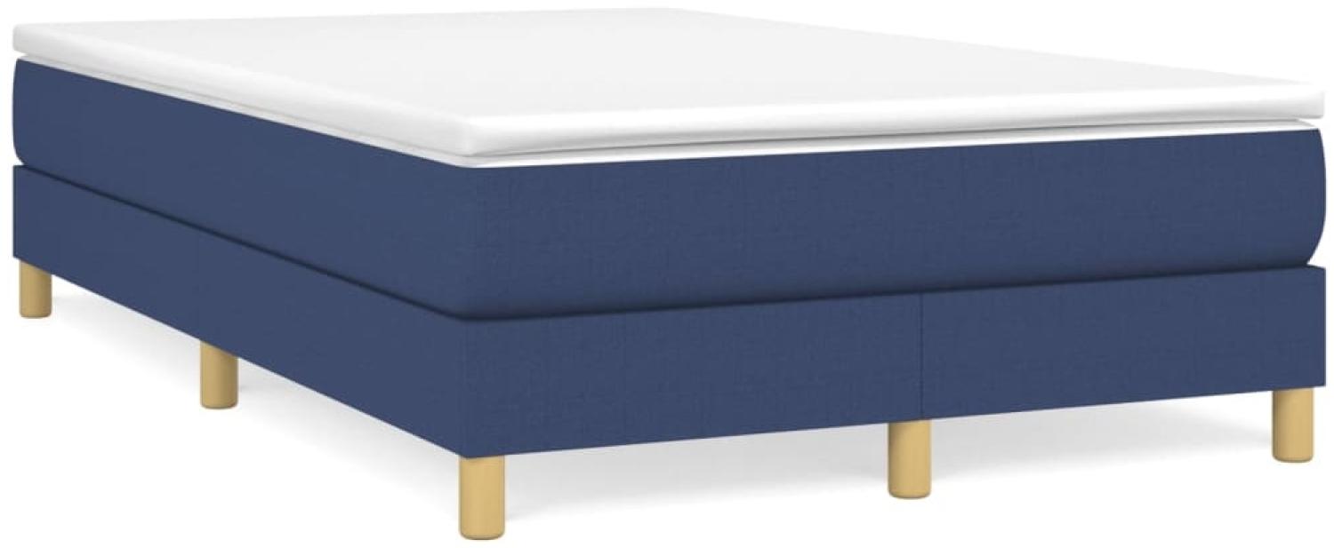 vidaXL Boxspringbett mit Matratze Blau 120x200 cm Stoff, Härtegrad: H2 [3144165] Bild 1
