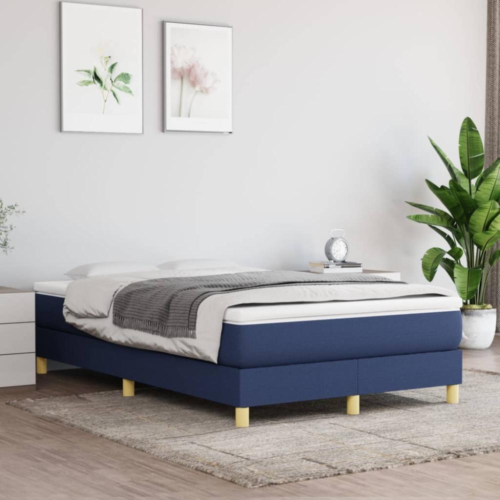 vidaXL Boxspringbett mit Matratze Blau 120x200 cm Stoff, Härtegrad: H2 [3144165] Bild 1