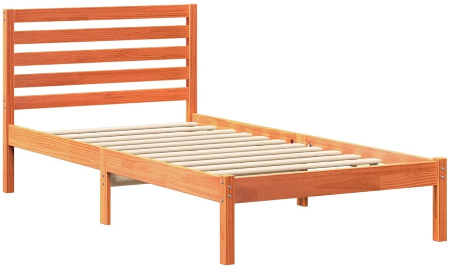 vidaXL Bettrahmen Wachsbraun 90 x 200 cm Massives Kiefernholz 872265 Bild 1