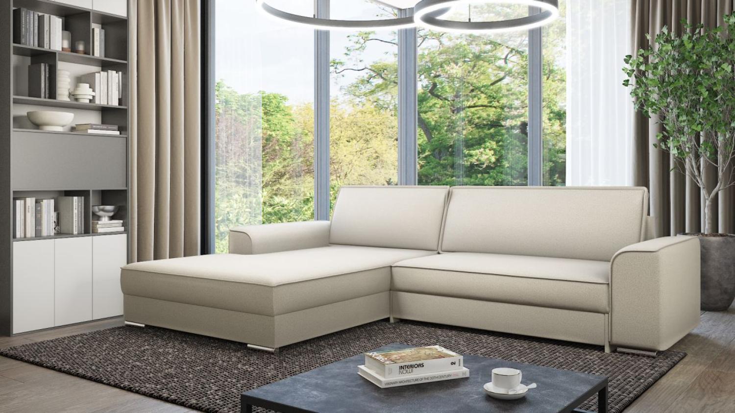 Ecksofa mit Schlaffunktion SANTIAGO Stoff Now or Never Beige Ottomane Links Bild 1