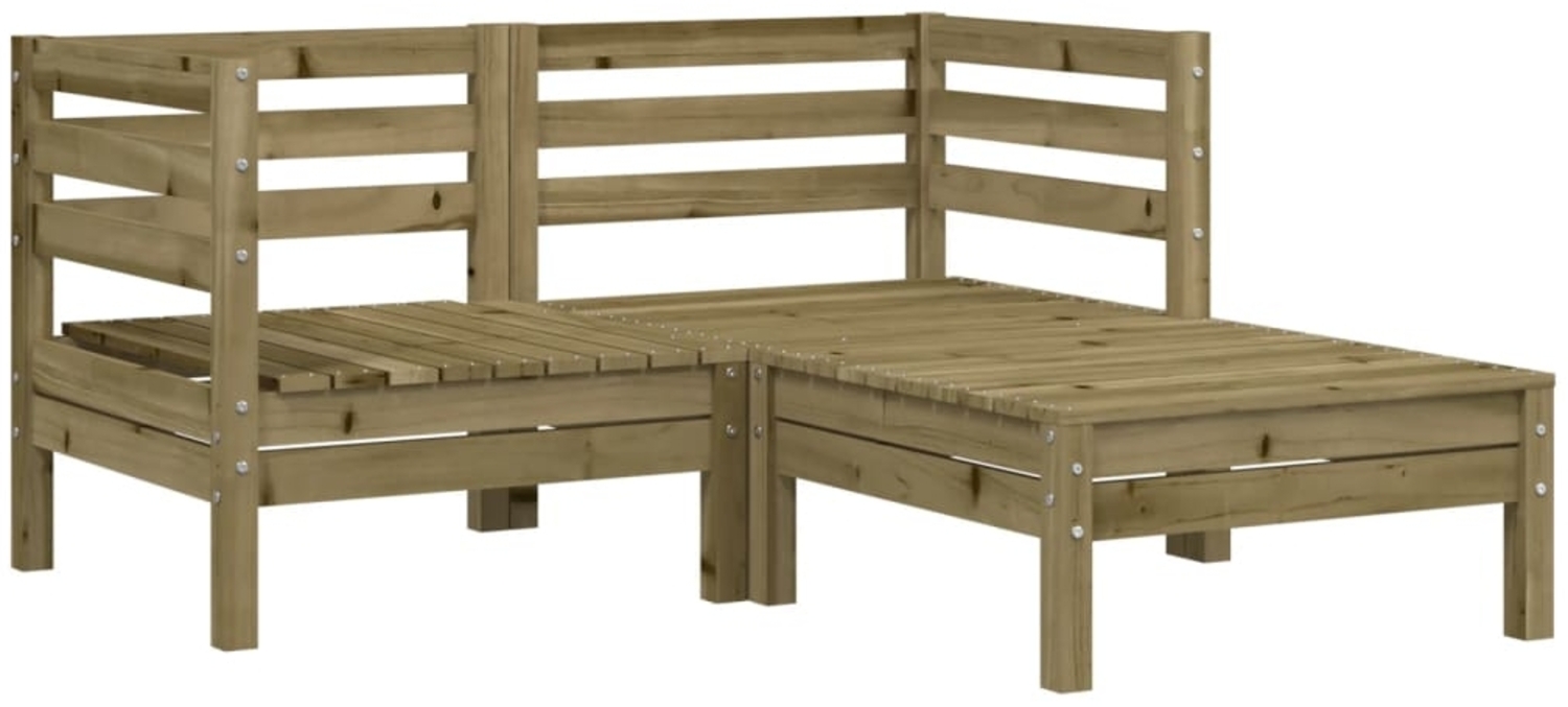 vidaXL Gartensofa 2-Sitzer mit Hocker Kiefernholz Imprägniert 838025 Bild 1