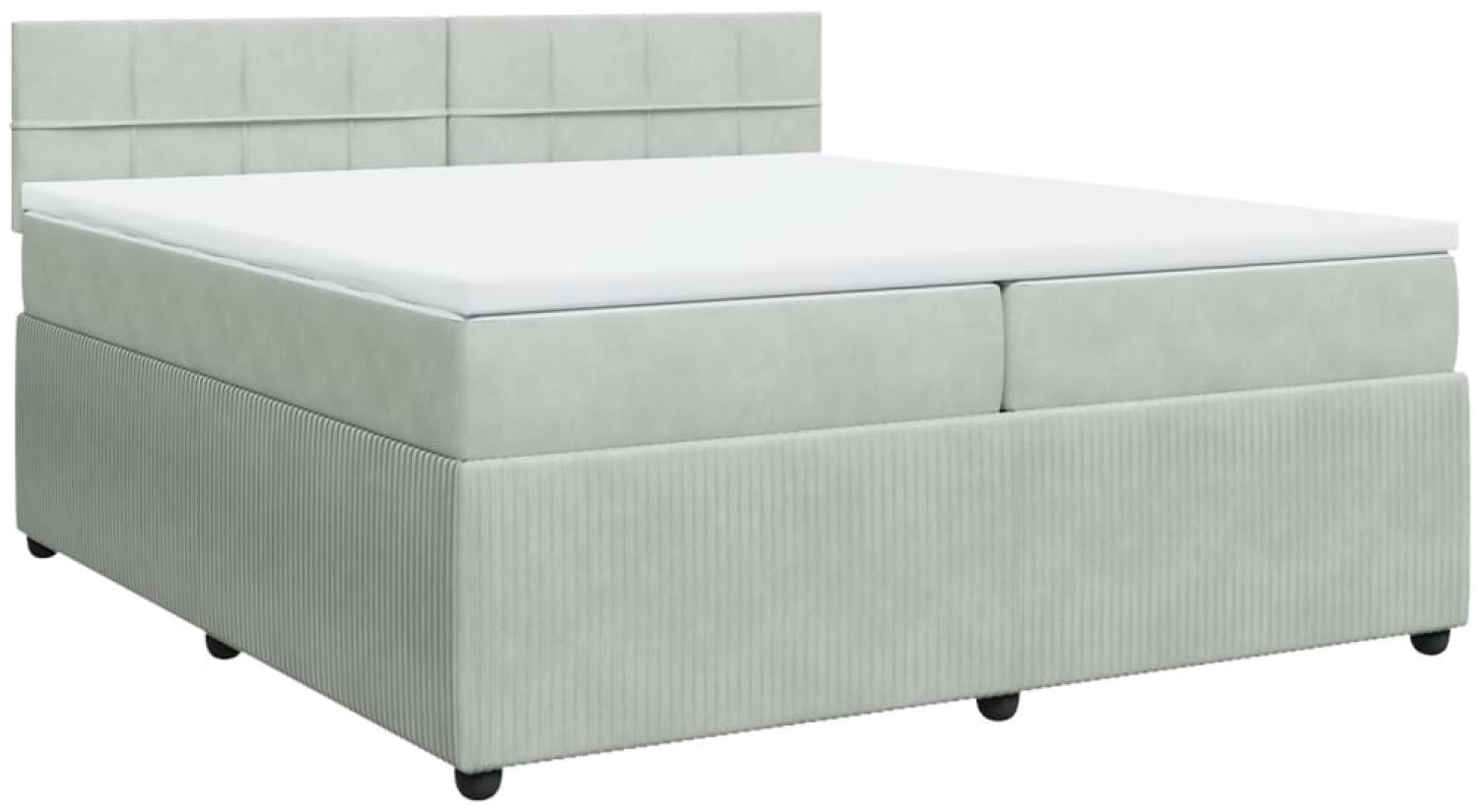 vidaXL Boxspringbett mit Matratze Hellgrau 200x200 cm Samt 3287830 Bild 1