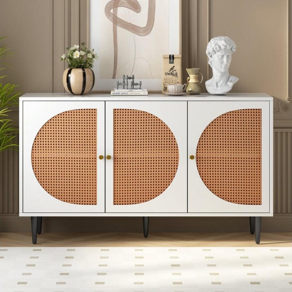 BlingBin Sideboard Kommode Highboard (1 St), mit 3 Rattan verzierten Türen Bild 1