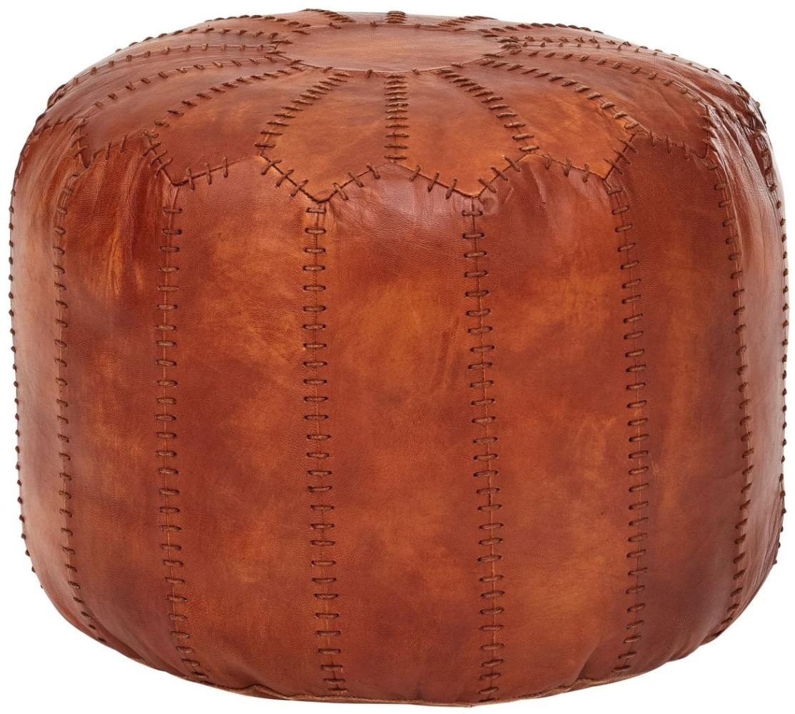 Wohnling Pouf, Ottomane, Sitzhocker, Echtleder Braun 52 x 40 x 52 cm Bild 1