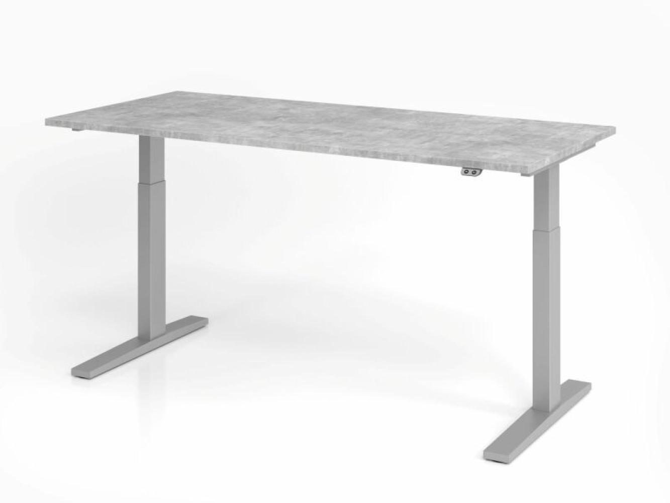 Sitz-Steh-Schreibtisch elektrisch 180x80cm Beton/Silber Bild 1