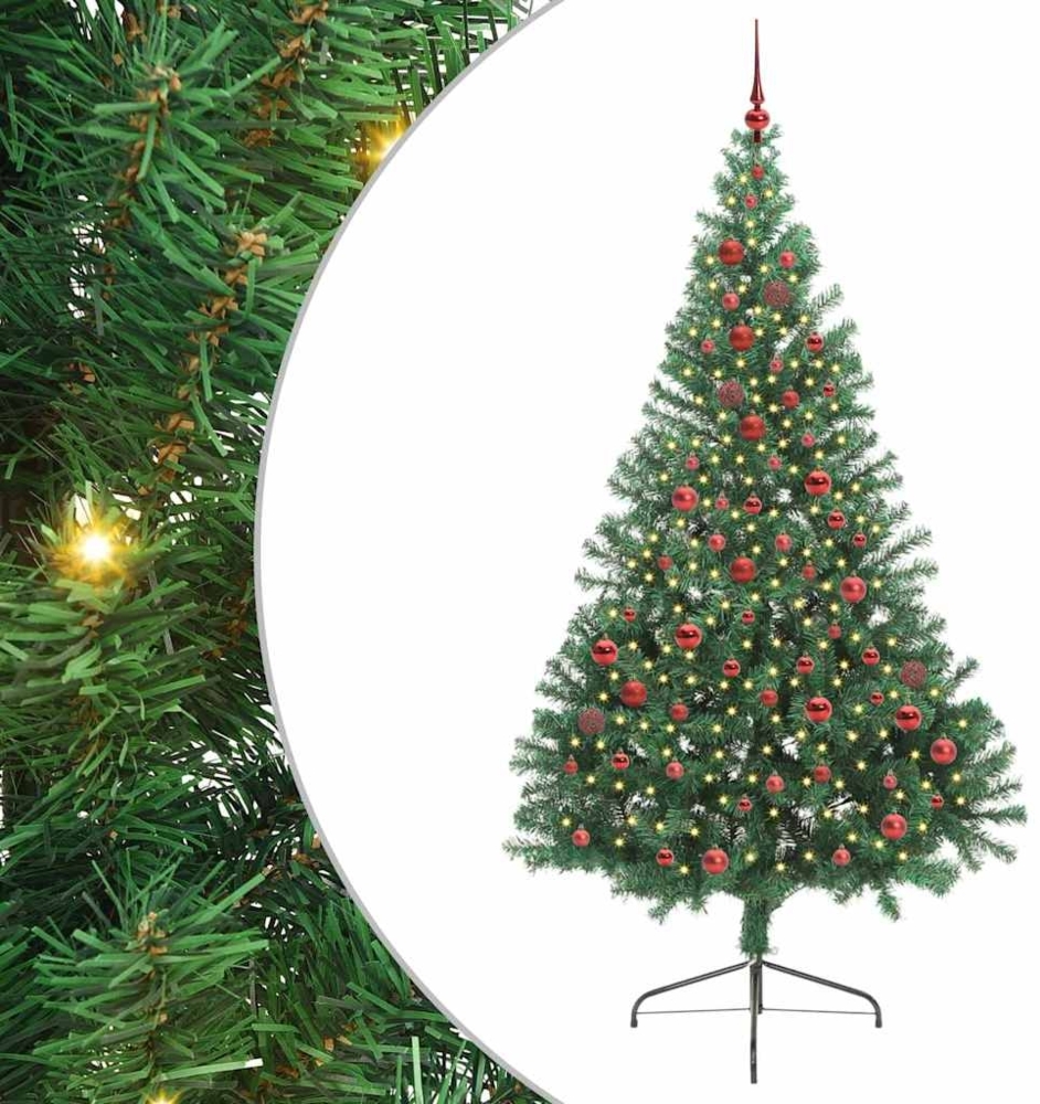 vidaXL Künstlicher vorbeleuchteter Weihnachtsbaum Grün 210 cm PVC 3397024 Bild 1