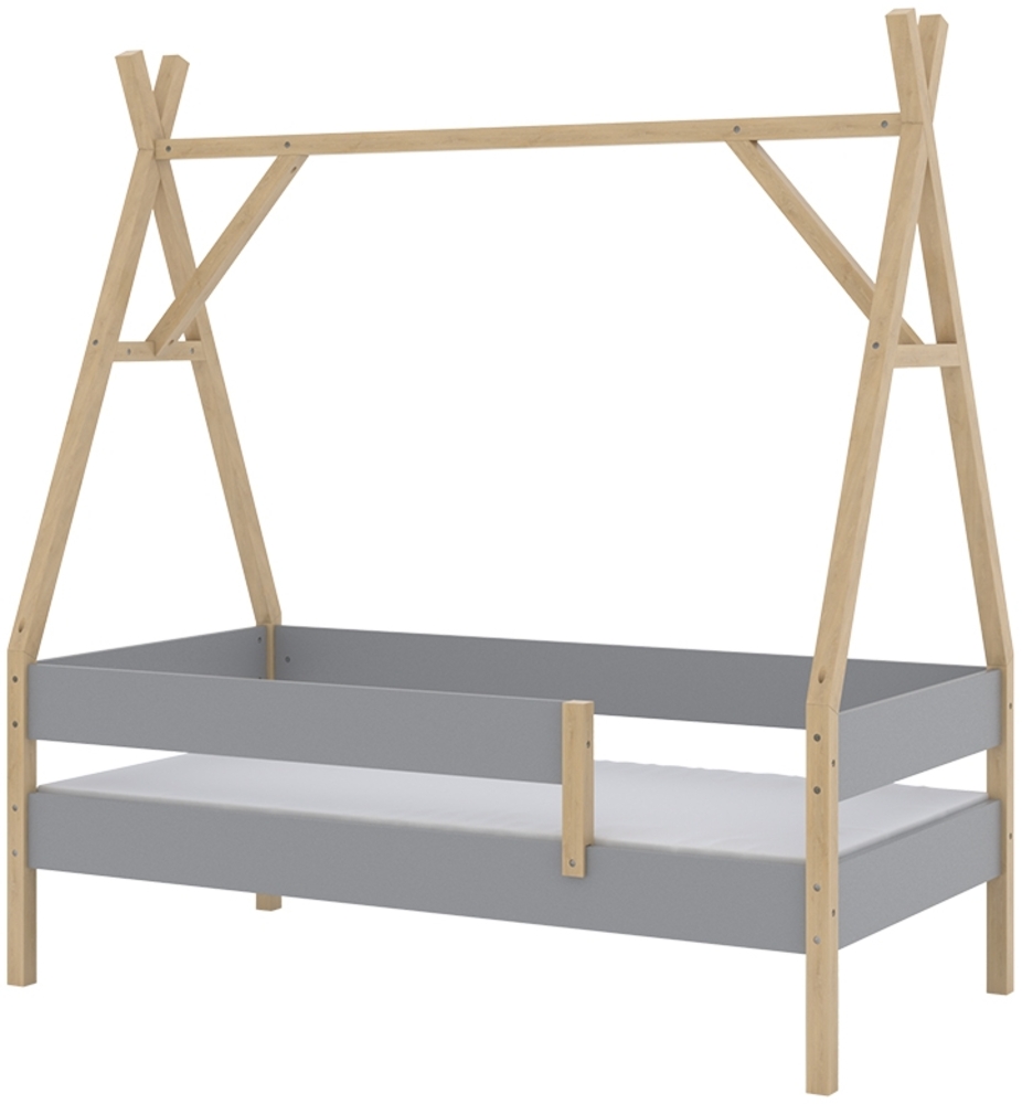 Tipi-Bett Bali Grau 80x160 cm mit Matratze Vitalispa Bild 1