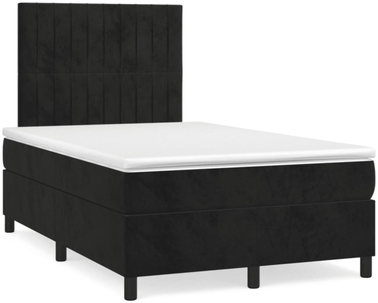 vidaXL Boxspringbett mit Matratze & LED Schwarz 120x190 cm Samt 3270325 Bild 1