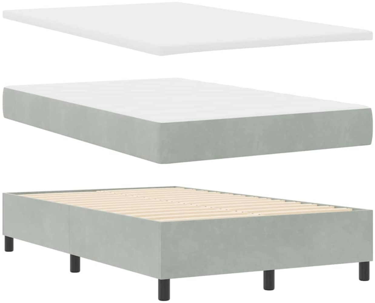 vidaXL Boxspringbett mit Matratze Hellgrau 120 x 200 cm Samt 3344438 Bild 1