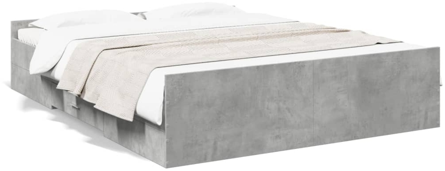 vidaXL Bettgestell mit Schubladen Betongrau 150x200 cm Holzwerkstoff 3280289 Bild 1