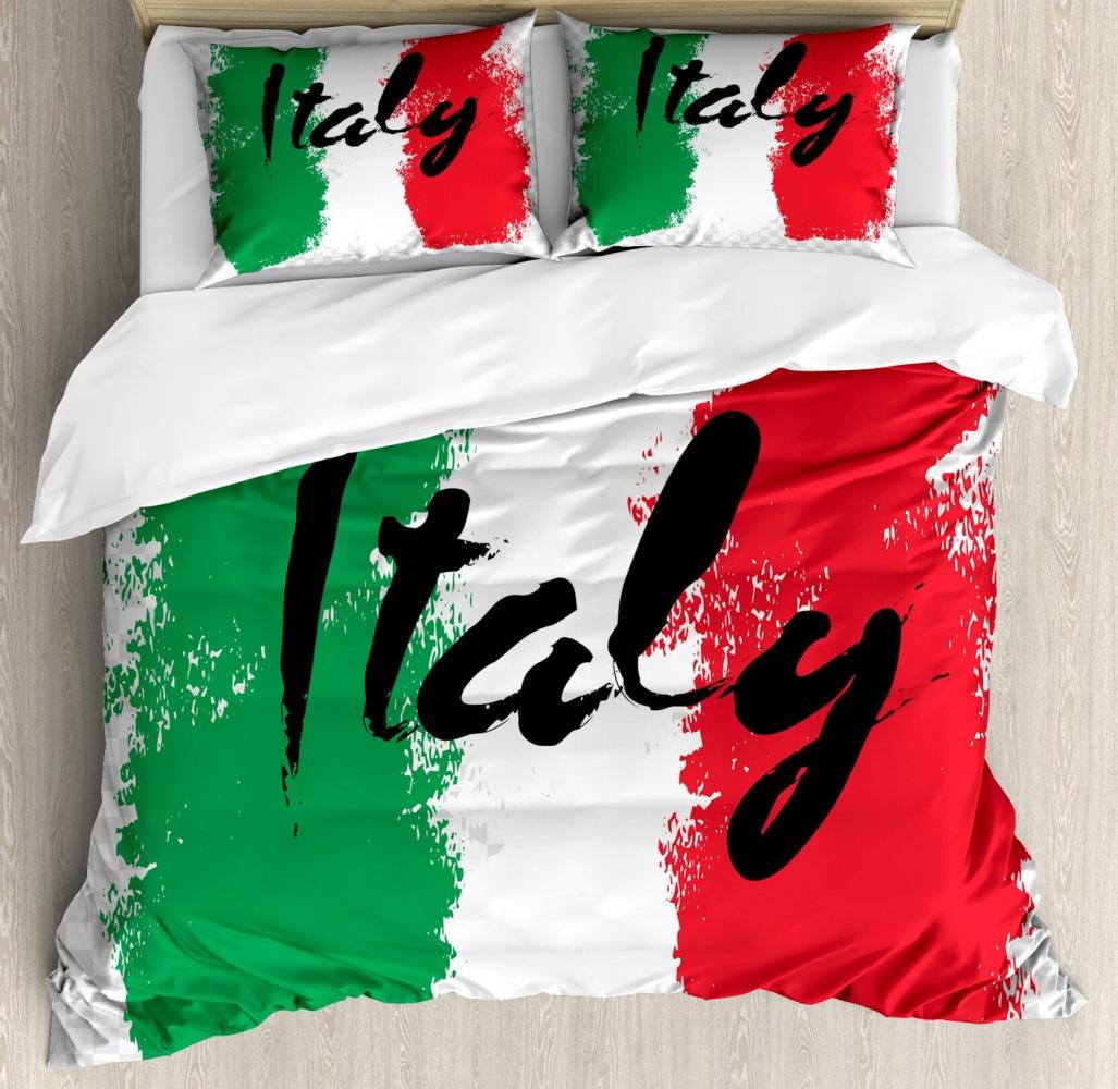 Abakuhaus Bettwäsche Milbensicher Allergiker geeignet mit Kissenbezügen, Microfaser, Italien Italienische Flagge Bunte Grunge Bild 1