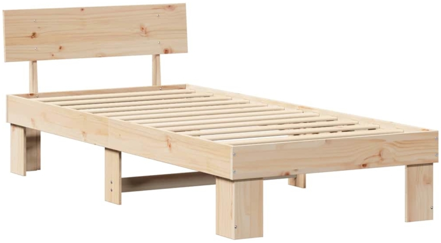 vidaXL Bettrahmen mit Kopfteil Natur 100 x 200 cm Massives Kiefernholz 872581 Bild 1