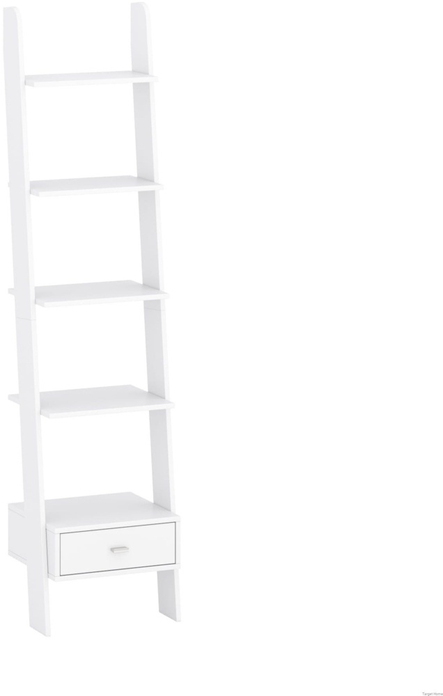 TARGET HOME Leiterregal Standregal 45 cm mit Schublade Stilvolles, vielseitiges Möbelstück weiß (H 188 x T 37.5 x B 45 cm) Bild 1