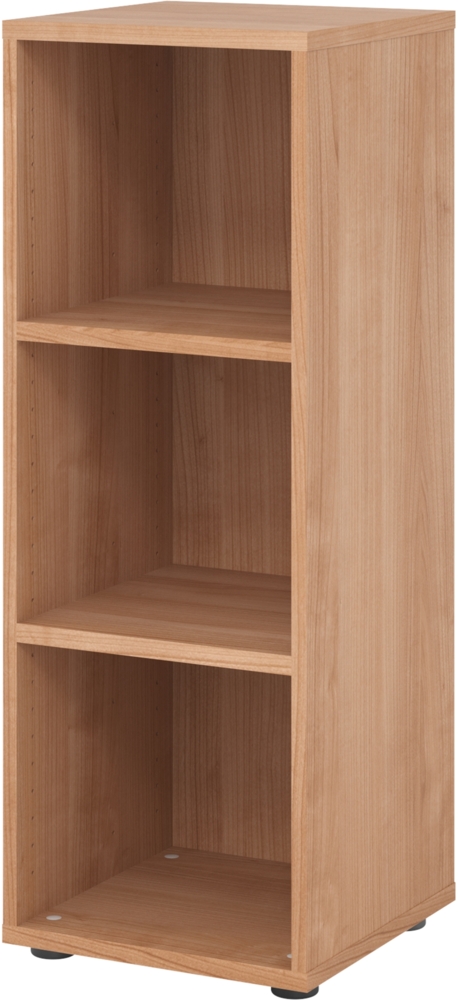 bümö Regal Nussbaum, Standregal aus Holz für 3 Ordnerhöhen - Bücherregal klein 40 cm schmal, Aktenregal für Ordner & Bücher, kleines Büroregal, Holzregal, Ordnerregal, Buchregal Dachschräge, 934RE-N Bild 1