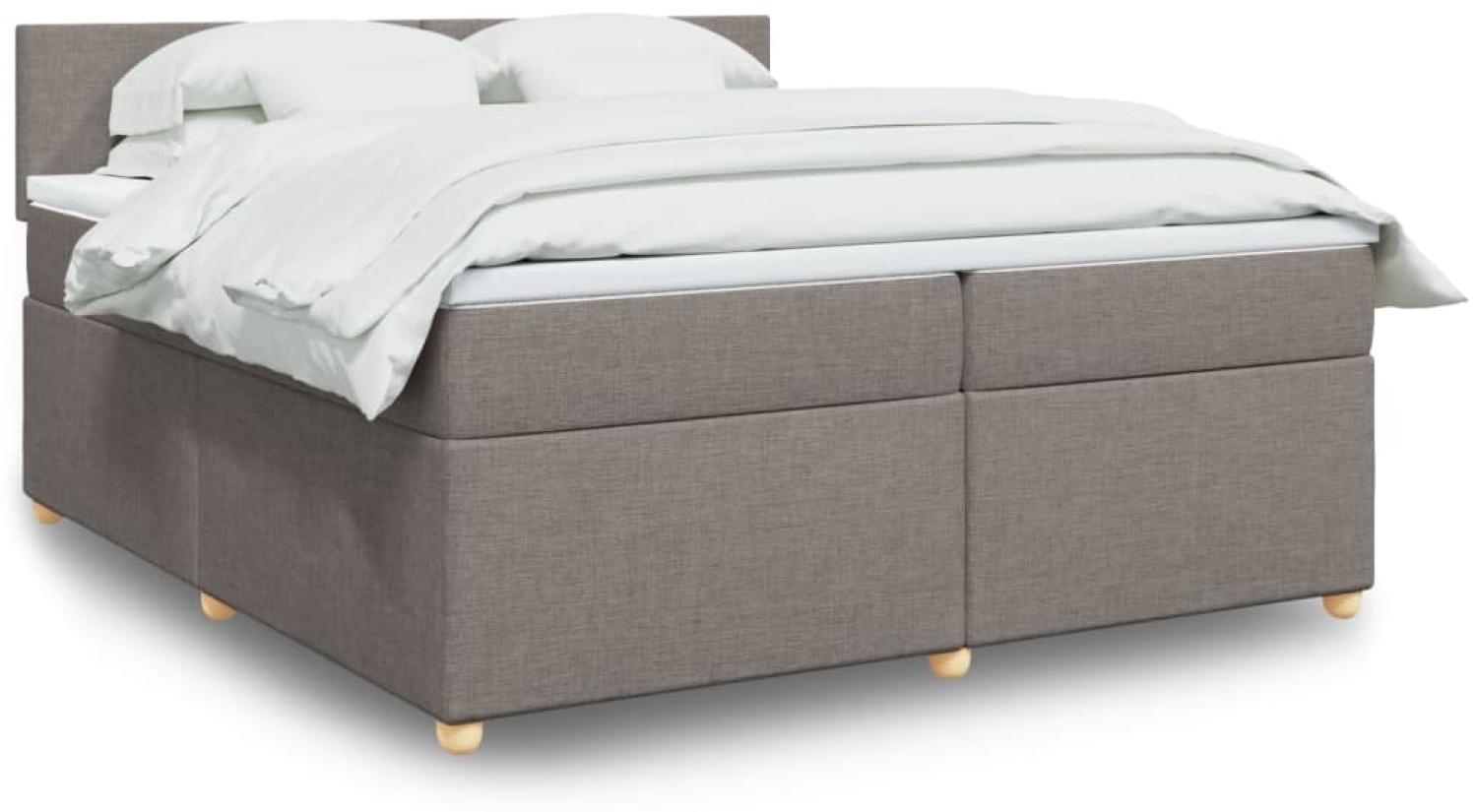 vidaXL Boxspringbett mit Matratze Taupe 200x200 cm Stoff 3286784 Bild 1