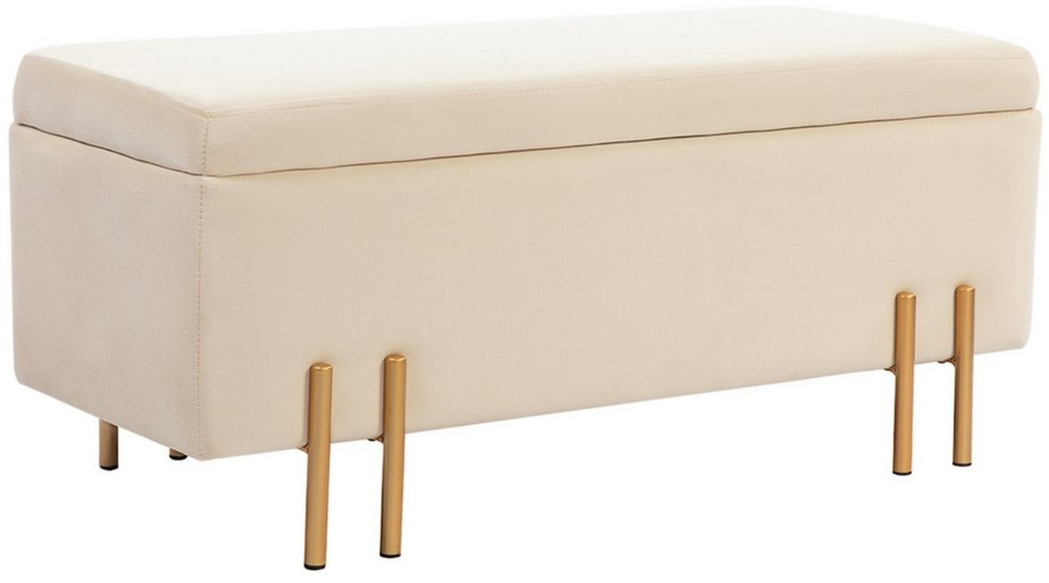 HOMCOM Sitzbank mit Stauraum Polsterbank mit Samtoptik (Sitztruhe mit Holzbeine, 1-St, Truhenbank), für Wohnzimmer Schlafzimmer Flur 100 x 40 x 42 cm, Beige Bild 1