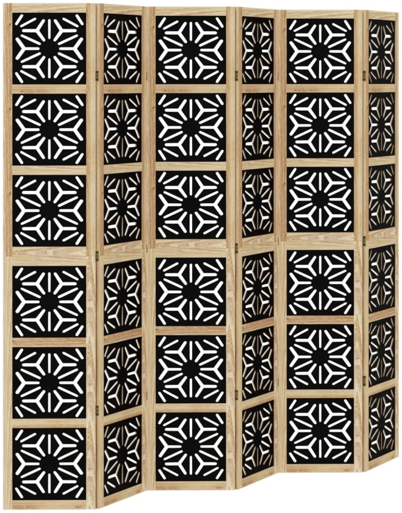 vidaXL 6-tlg. Raumteiler Braun und Schwarz Massivholz Paulownia 358812 Bild 1