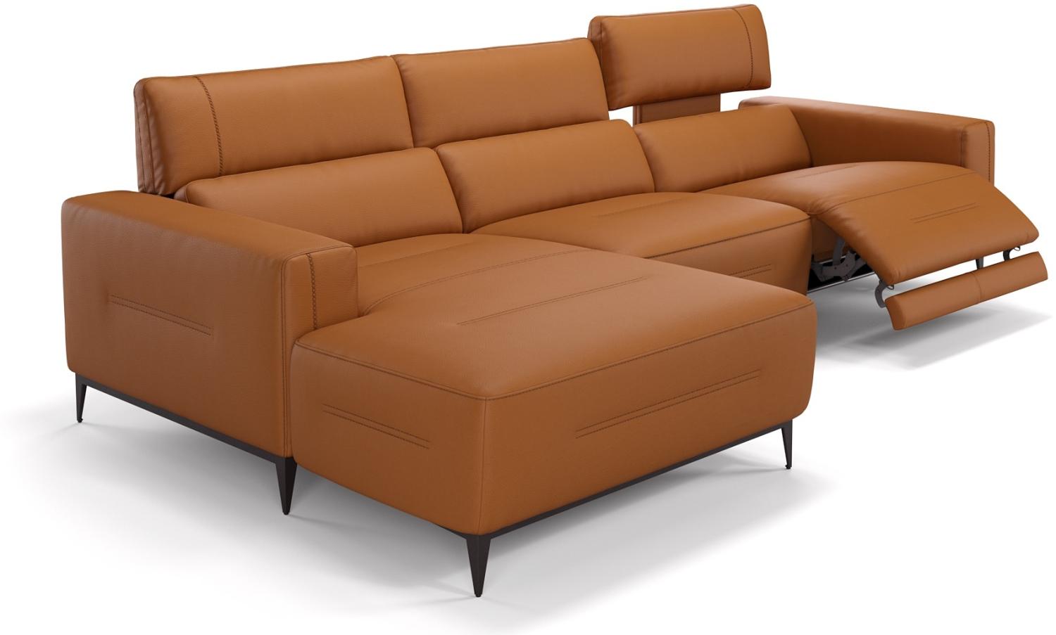 Sofanella Ecksofa TERAMO Ledersofa Eckgarnitur Eckcouch in Cognac M: 324 Breite x 101 Tiefe Bild 1