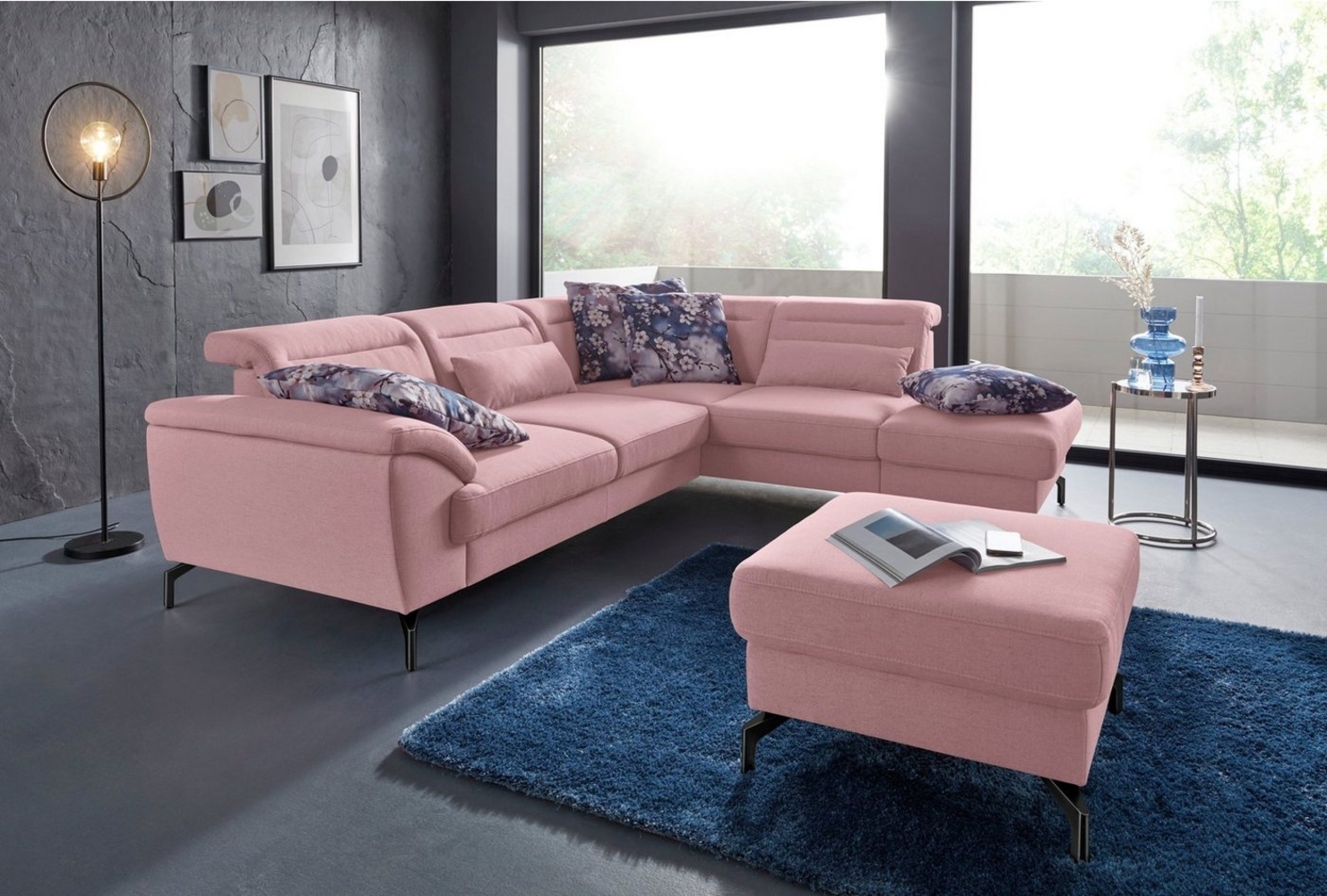 sit&more Ecksofa Percy L-Form, 15 cm Fußhöhe, Sitztiefenverstellung, wahlweise in 2 Fußfarben Bild 1