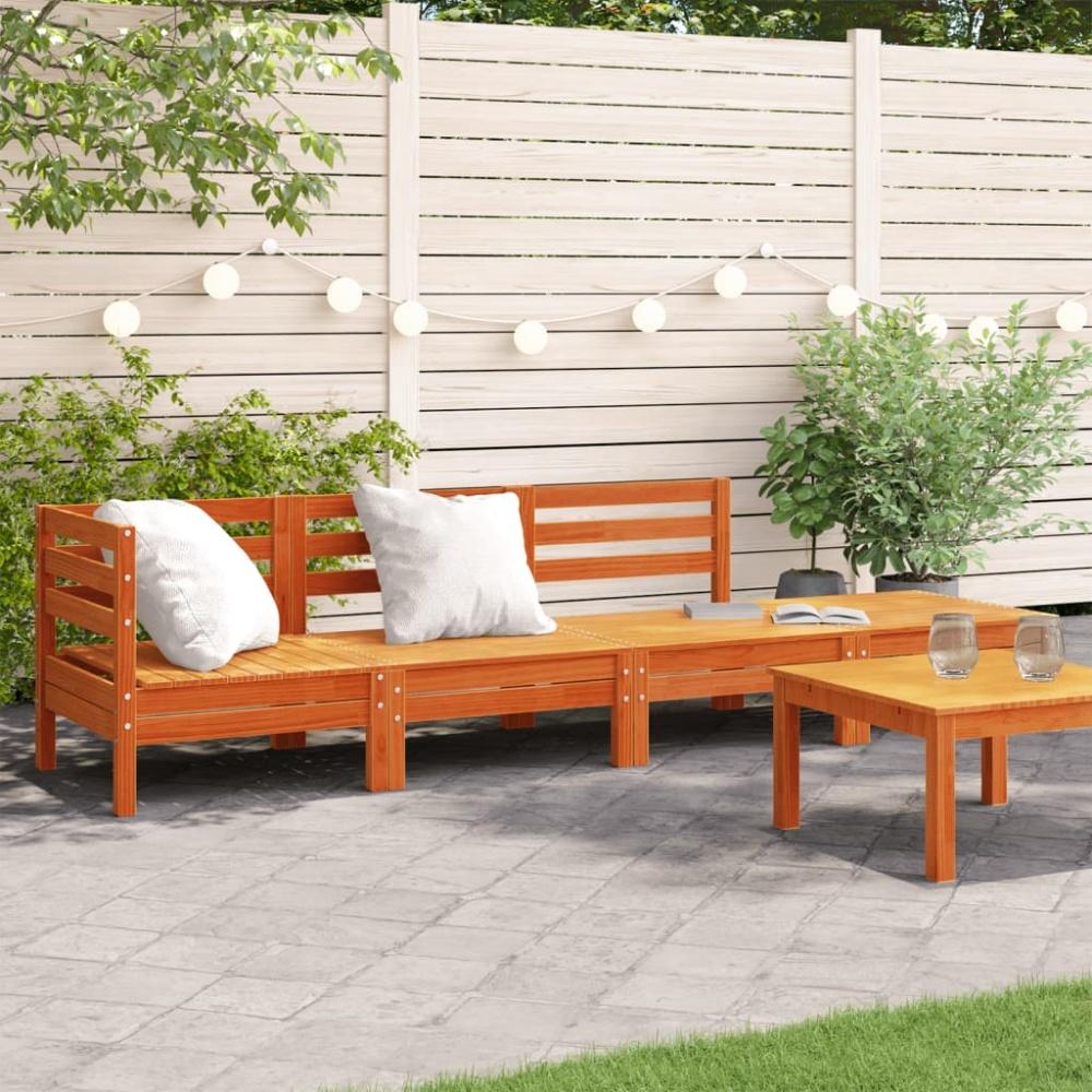 vidaXL Gartensofa 4-Sitzer Wachsbraun Massivholz Kiefer 838051 Bild 1