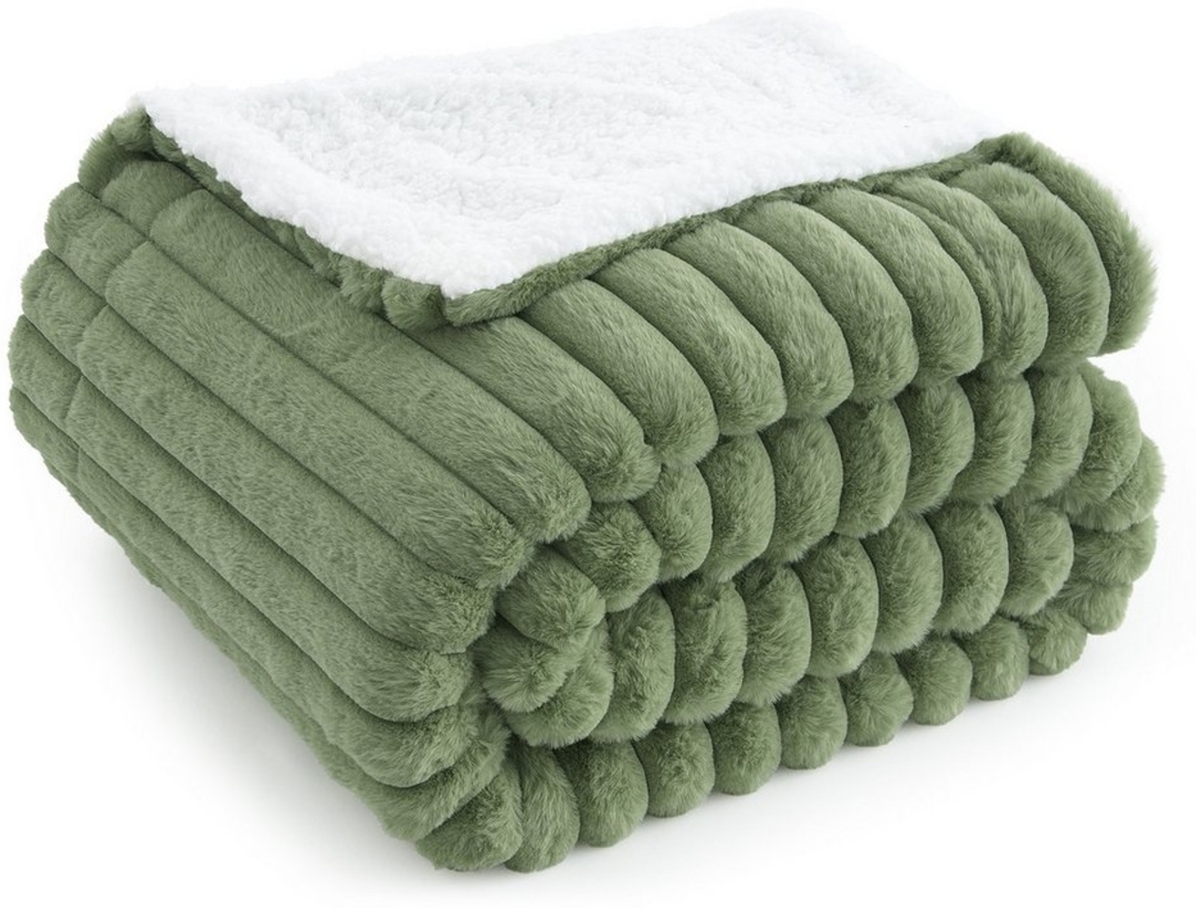 Wohndecke Kuscheldecke 150x200 weiß, Fleecedecke weich, Topfinel, dicke Decke, Wolldecke Sofadecke, luxuriös gestreift Muster Bild 1