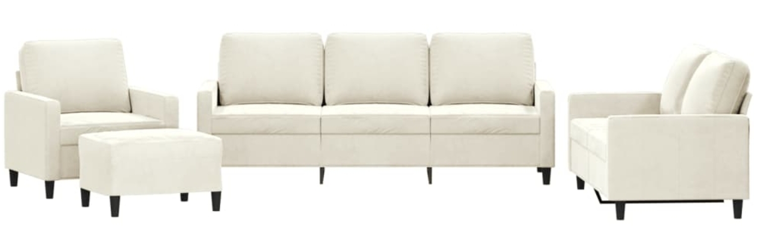 vidaXL 4-tlg. Sofagarnitur mit Kissen Creme Samt 3201494 Bild 1