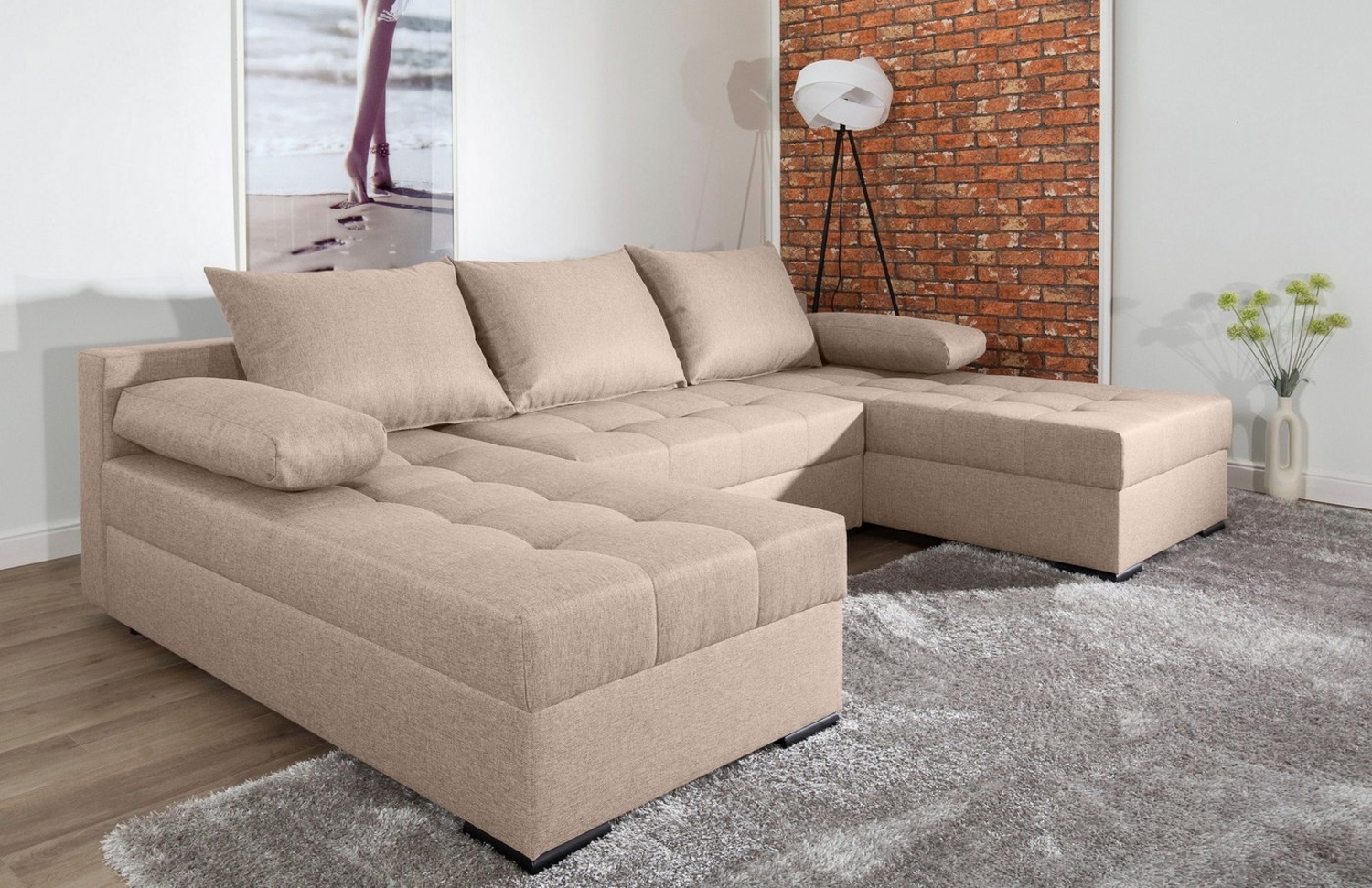 COLLECTION AB Wohnlandschaft Josy U-Form, B: 269 cm, mit Bettfunktion & Bettkasten, Federkern Bild 1