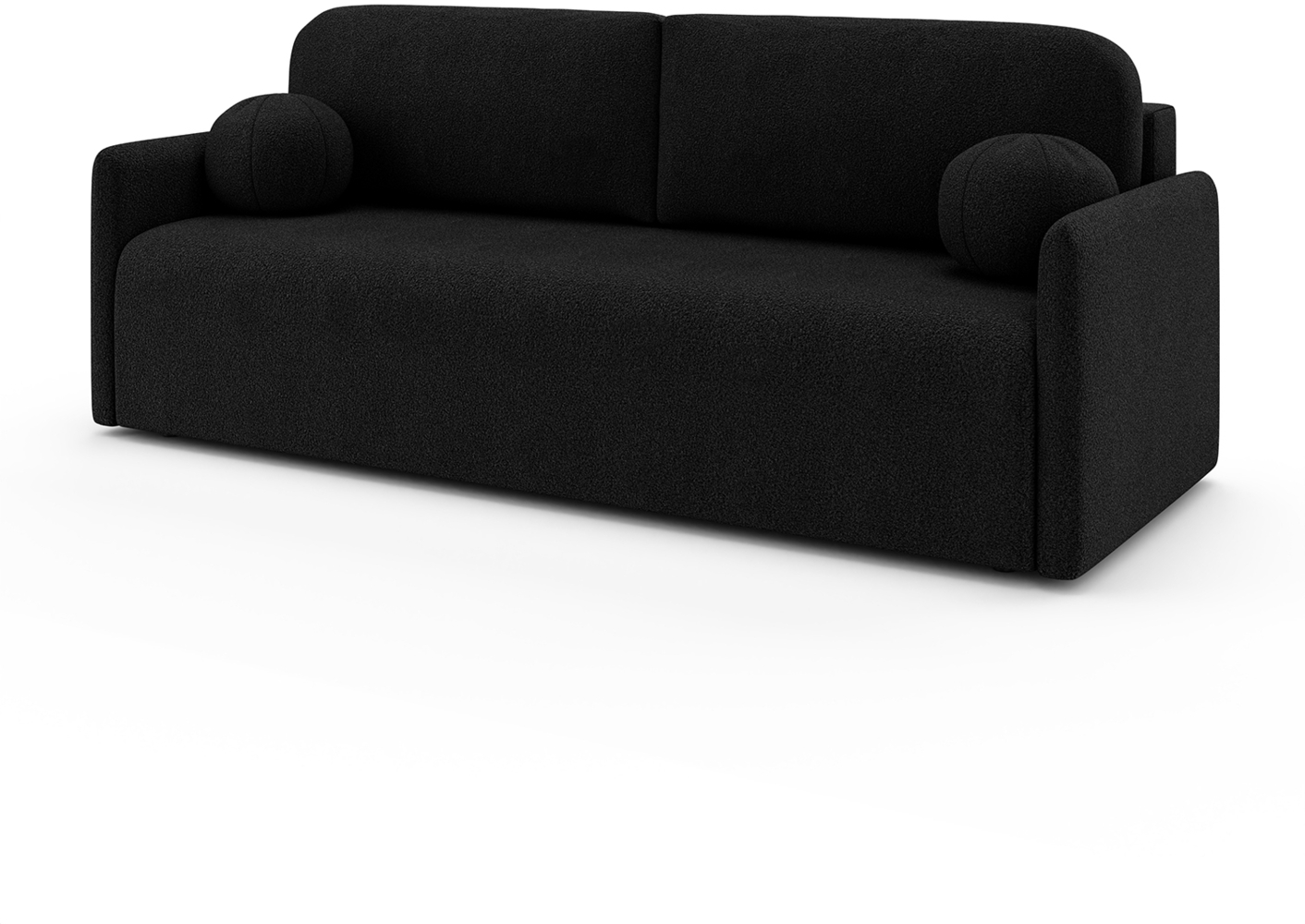 MEBLINI Sofa mit Schlaffunktion - ANAKIN - 210 x 90 x 93 cm – Schwarz Boucle – Schlafcouch Ausziehbar - Schlafsofa mit Bettkasten - Sofabett - Couch mit Schlaffunktion – Klappsofa Bild 1