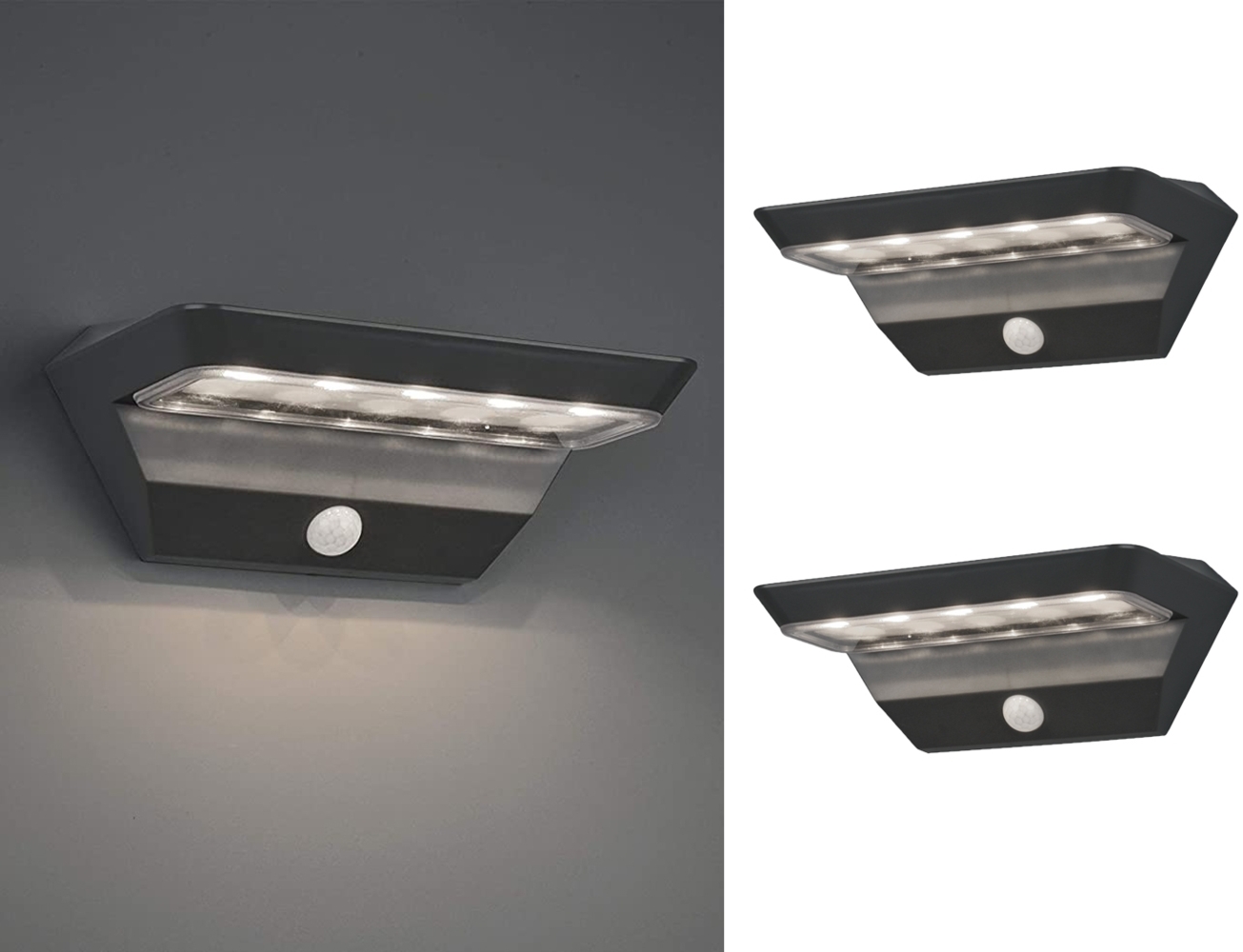 LED Solar Wandleuchte 2er Set Außenleuchten mit Bewegungsmelder Anthrazit Bild 1