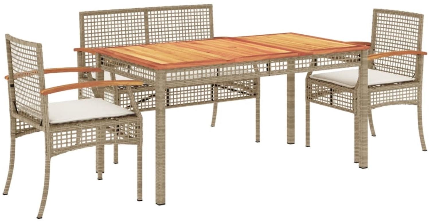 vidaXL 4-tlg. Garten-Essgruppe mit Kissen Beige Poly Rattan 3213585 Bild 1