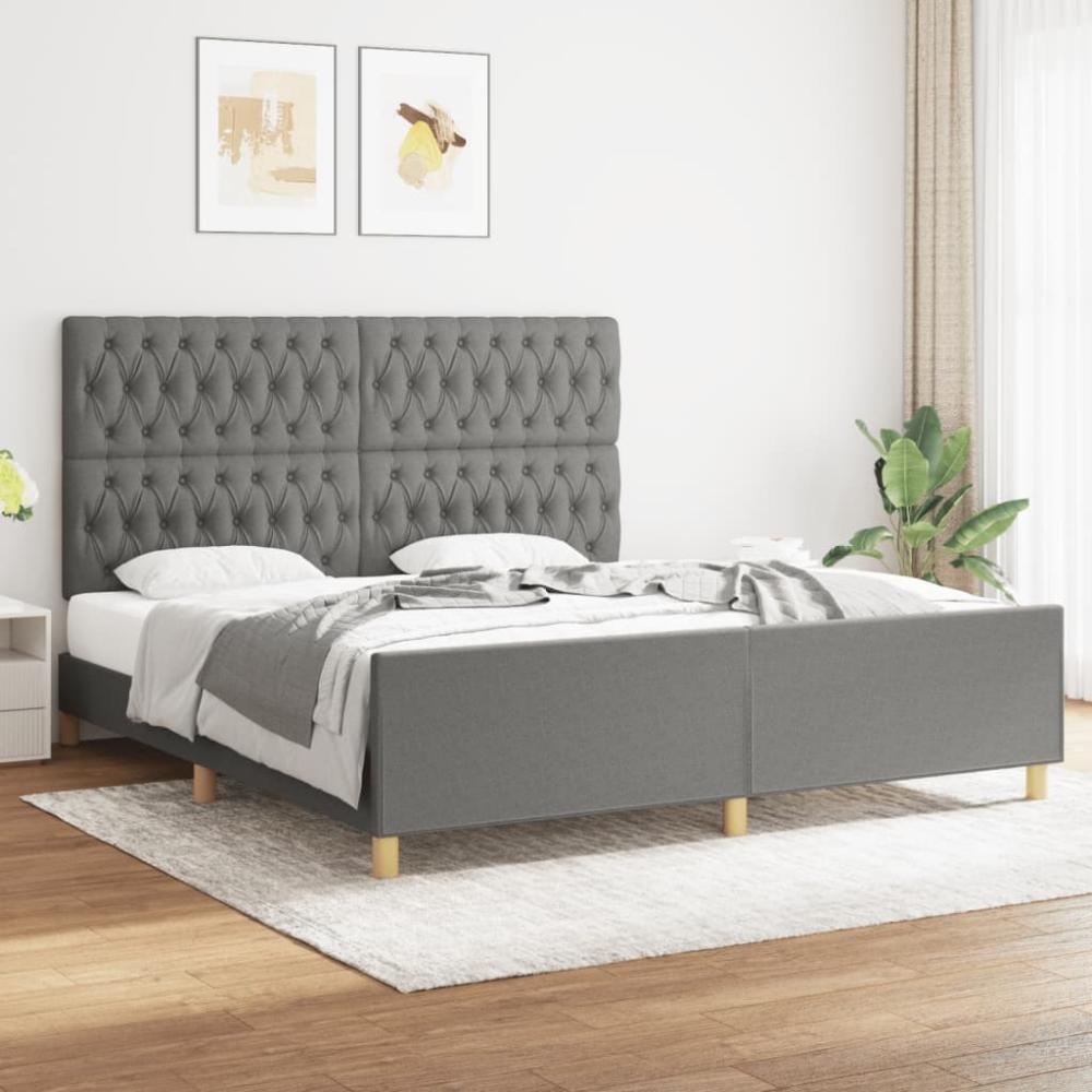 Doppelbett mit Kopfteil Stoff Dunkelgrau 180 x 200 cm [3125317] Bild 1