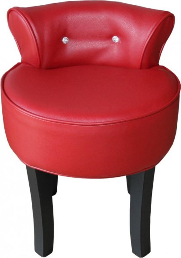 Casa Padrino Designer Hocker Rot / Schwarz mit Bling Bling Steinen - Barock Schminktisch Stuhl Bild 1