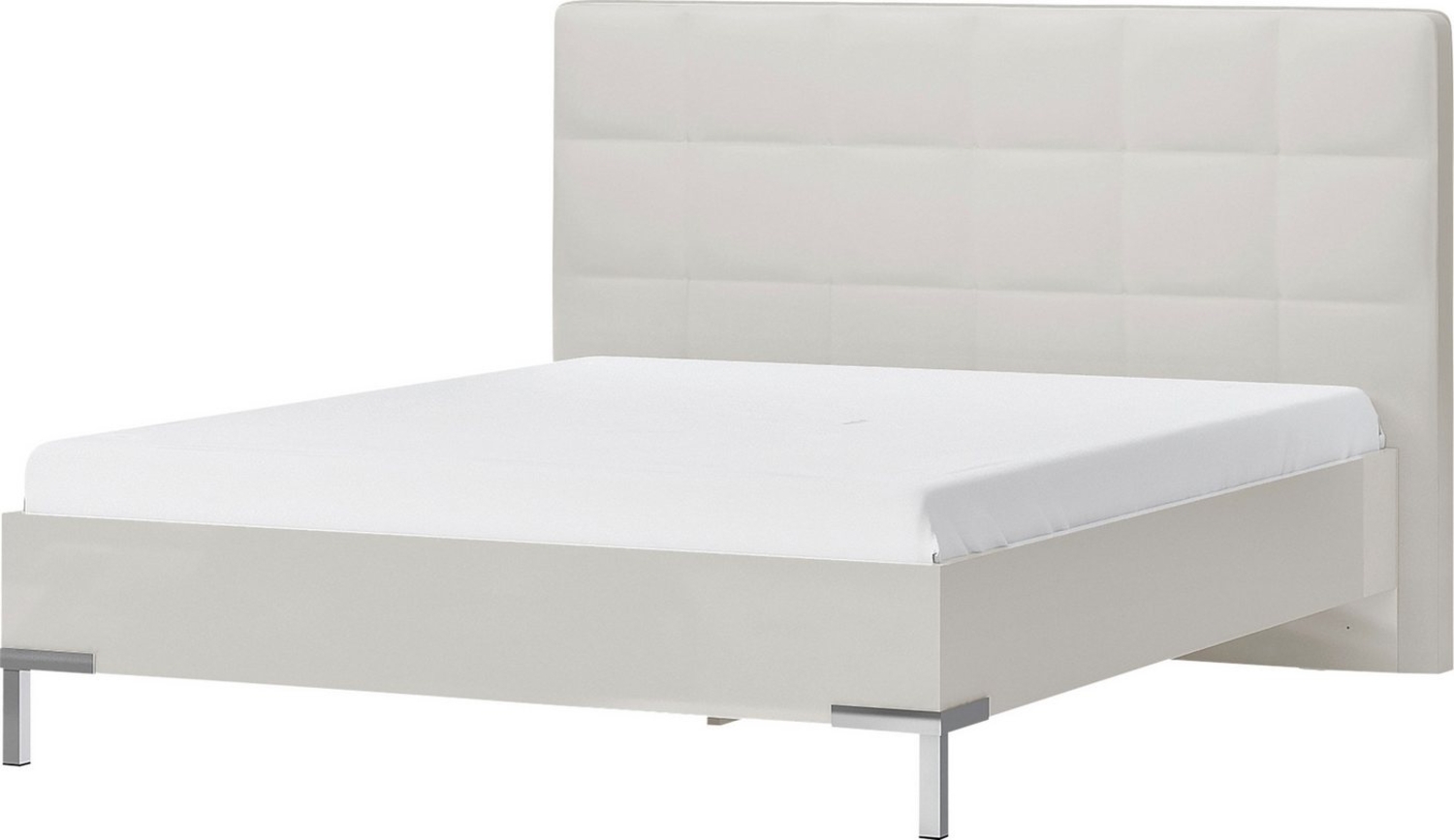 Places of Style Bett Piano, Liegefläche 160x200 oder 180x200cm, FSC-zertifiziert, mit gepolstertem Kopfteil, UV Lackierung hochglanz beige oder weiß Bild 1