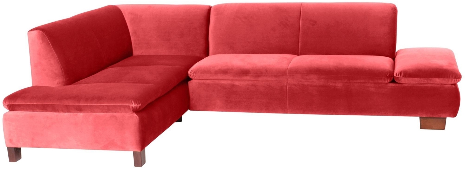 Ecksofa mit Ottomane links Kaye Bezug Samtvelours Buche nussbaum dunkel / rot 23091 Bild 1