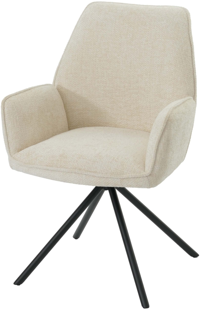 Mendler 'HWC-G67' Esszimmerstuhl mit Armlehne, drehbar mit Auto-Position, Creme-Weiß, Schwarz Bild 1