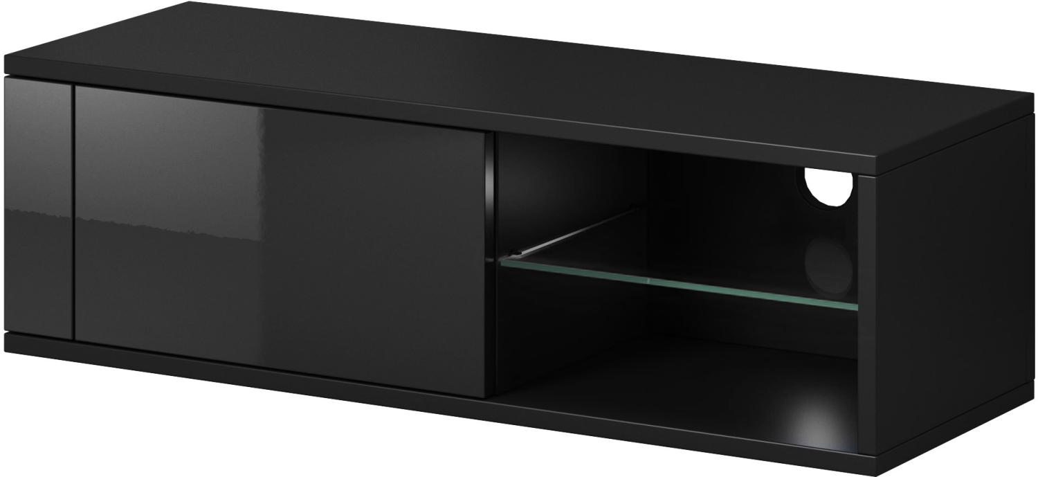 Domando Lowboard Arsizio M1 Modern für Wohnzimmer Breite 100cm, Hochglanzfront, Schwarz Matt und Schwarz Hochglanz Bild 1