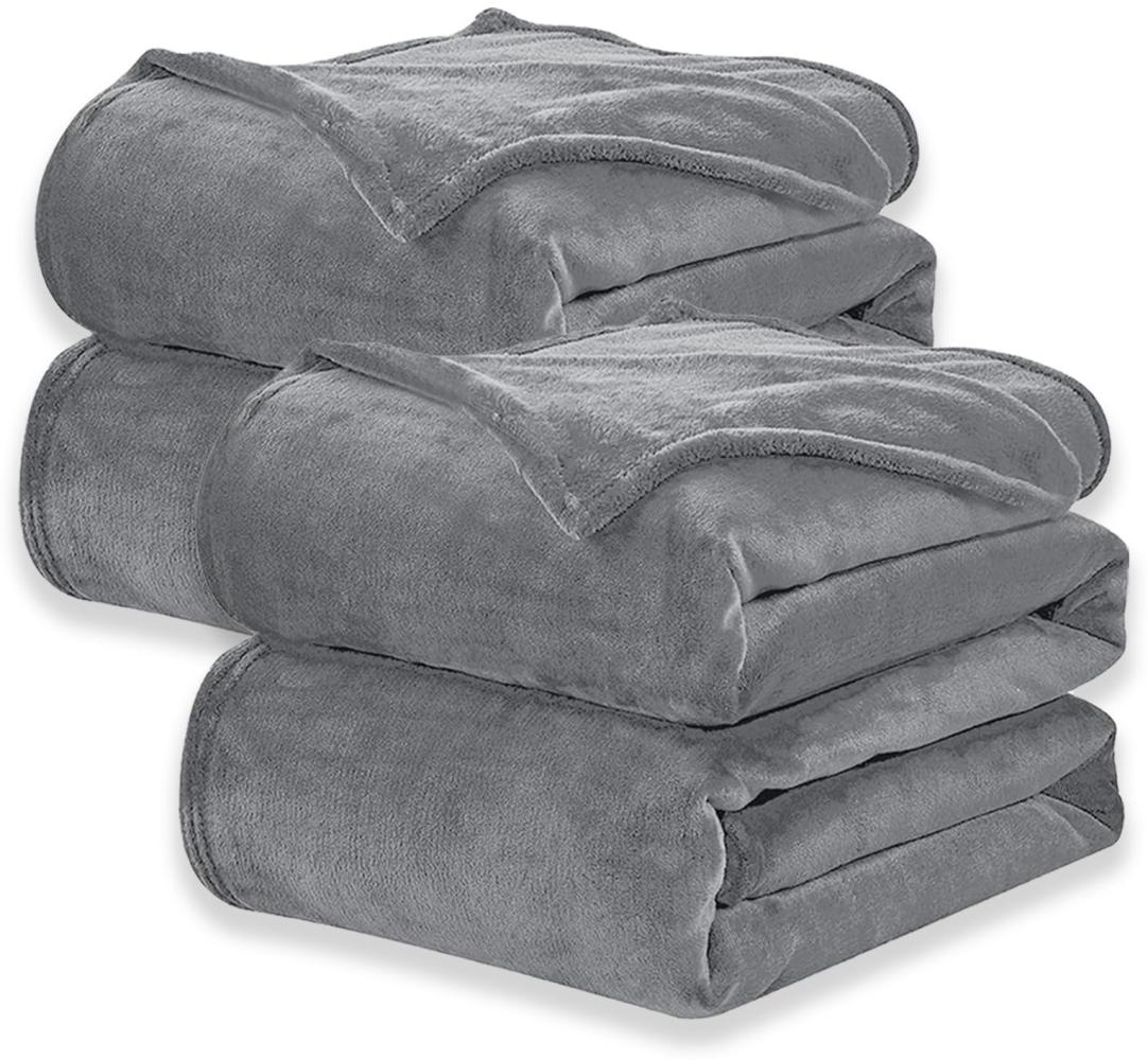 WAVVE Kuscheldecke Flauschig 2er Set Decke Fleecedecke - 2 Stücke Set Sofadecke 150x200 cm Warm Wohndecke Couchdecke, Grau Decke Weich Sofaüberwurf XL Bild 1