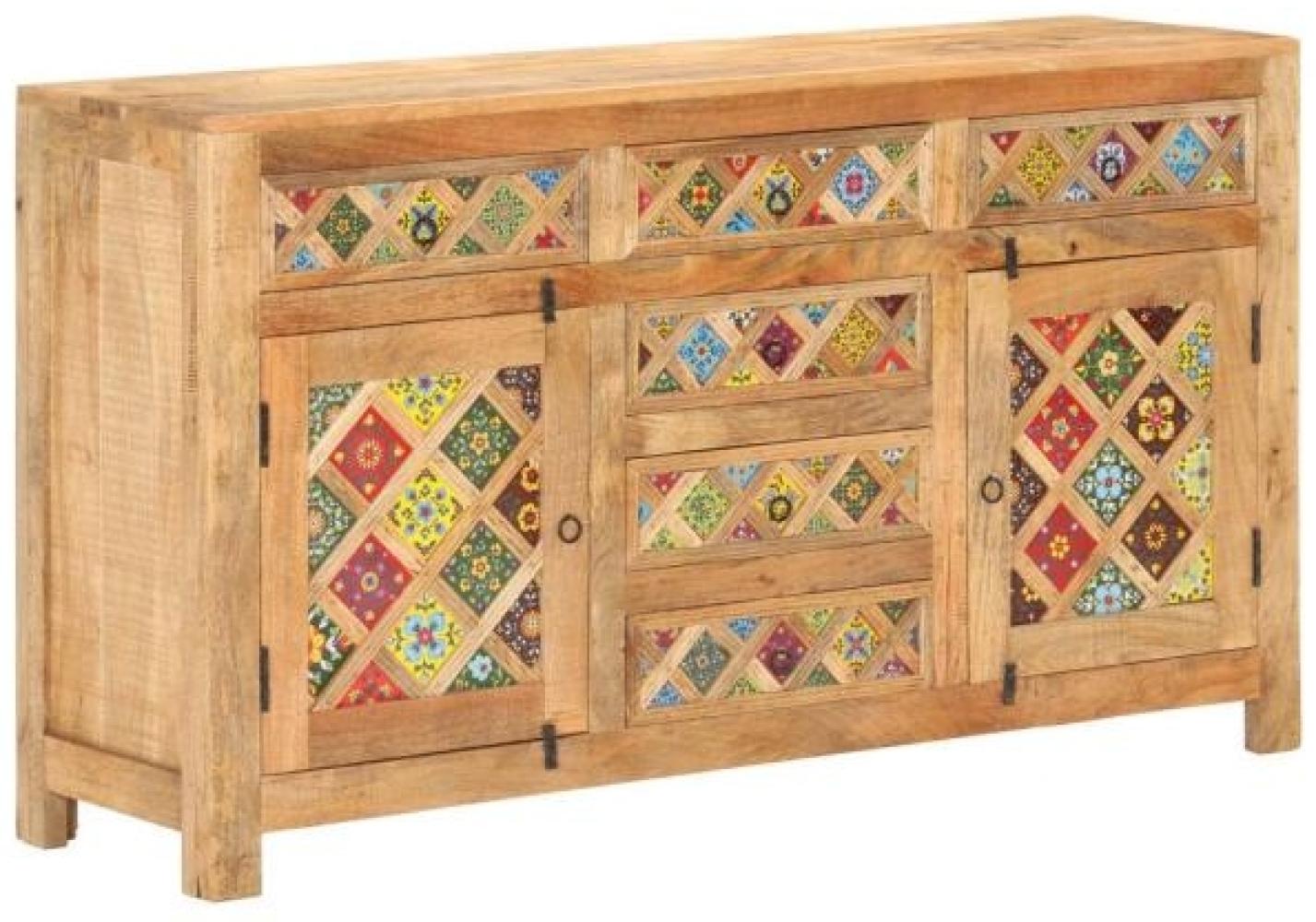 Sideboard mit Keramikfliesen 140 x 40 x 80 cm Mango Massivholz Bild 1