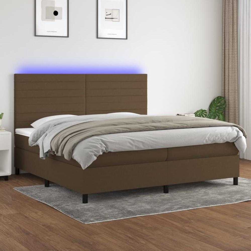 Boxspringbett mit Matratze & LED Stoff Dunkelbraun 200 x 200 cm, Härtegrad: H2 [3134984] Bild 1