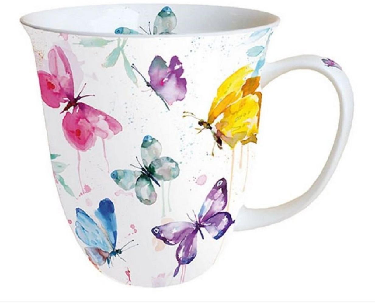 Ambiente Luxury Paper Products Becher Porzellan Schmetterling - Mug Butterfly Kollektion, Porzellan, Tasse - Tee/Kaffee - Ideal Als Geschenk Bild 1