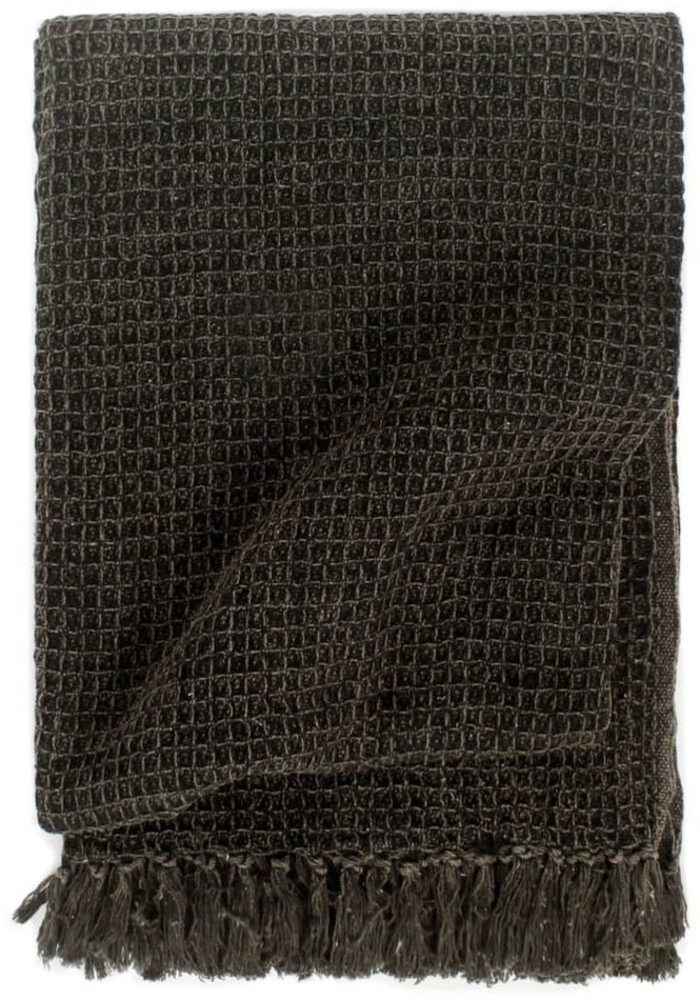 vidaXL Überwurf, Baumwolle anthrazit / braun, 220x250 cm Bild 1
