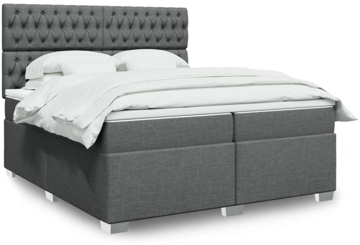 vidaXL Boxspringbett mit Matratze Dunkelgrau 200x200 cm Stoff 3292903 Bild 1