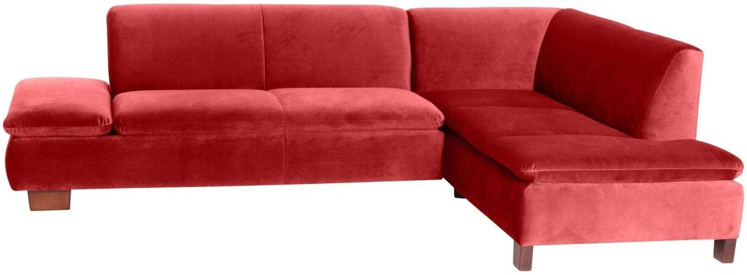 Ecksofa mit Ottomane rechts Kaye Bezug Samtvelours Buche nussbaum dunkel / ziegel 23085 Bild 1