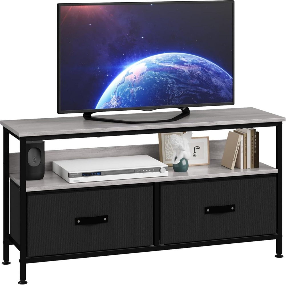 GarveeMore TV-Schrank Lowboard,Fernsehschrank Mit 2 Schubladen Und Regalen,99x57x30cm für Fernseher Bis Zu 55 Zoll,für Wohnzimmer Bild 1